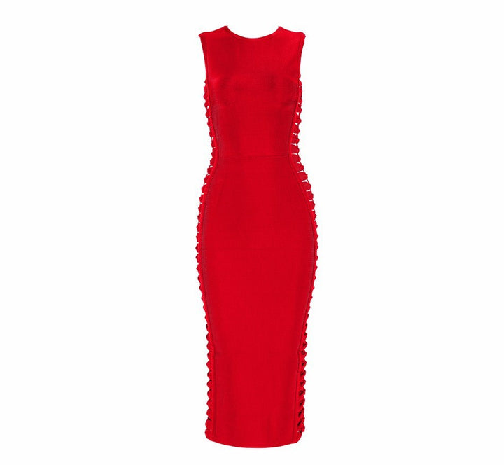 Long High-Neck Bodycon Sleeveless Dress