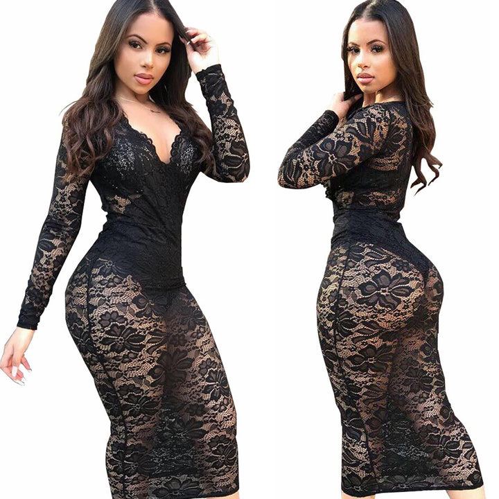 Lacey Sexy V-neck Dress