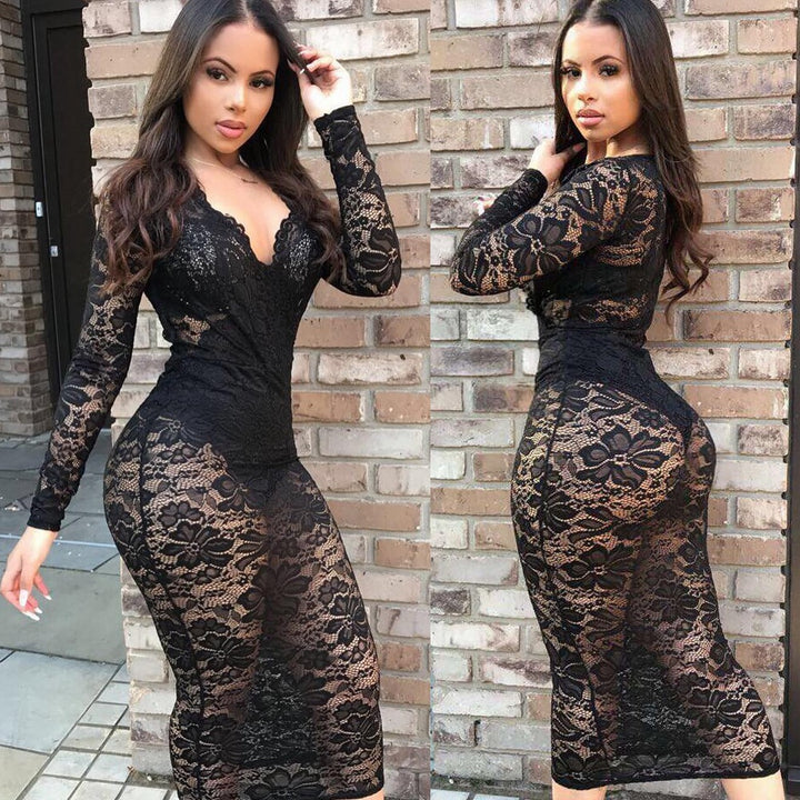 Lacey Sexy V-neck Dress