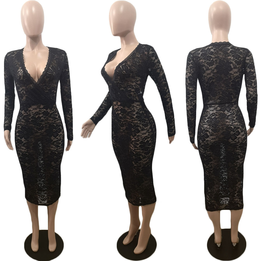 Lacey Sexy V-neck Dress