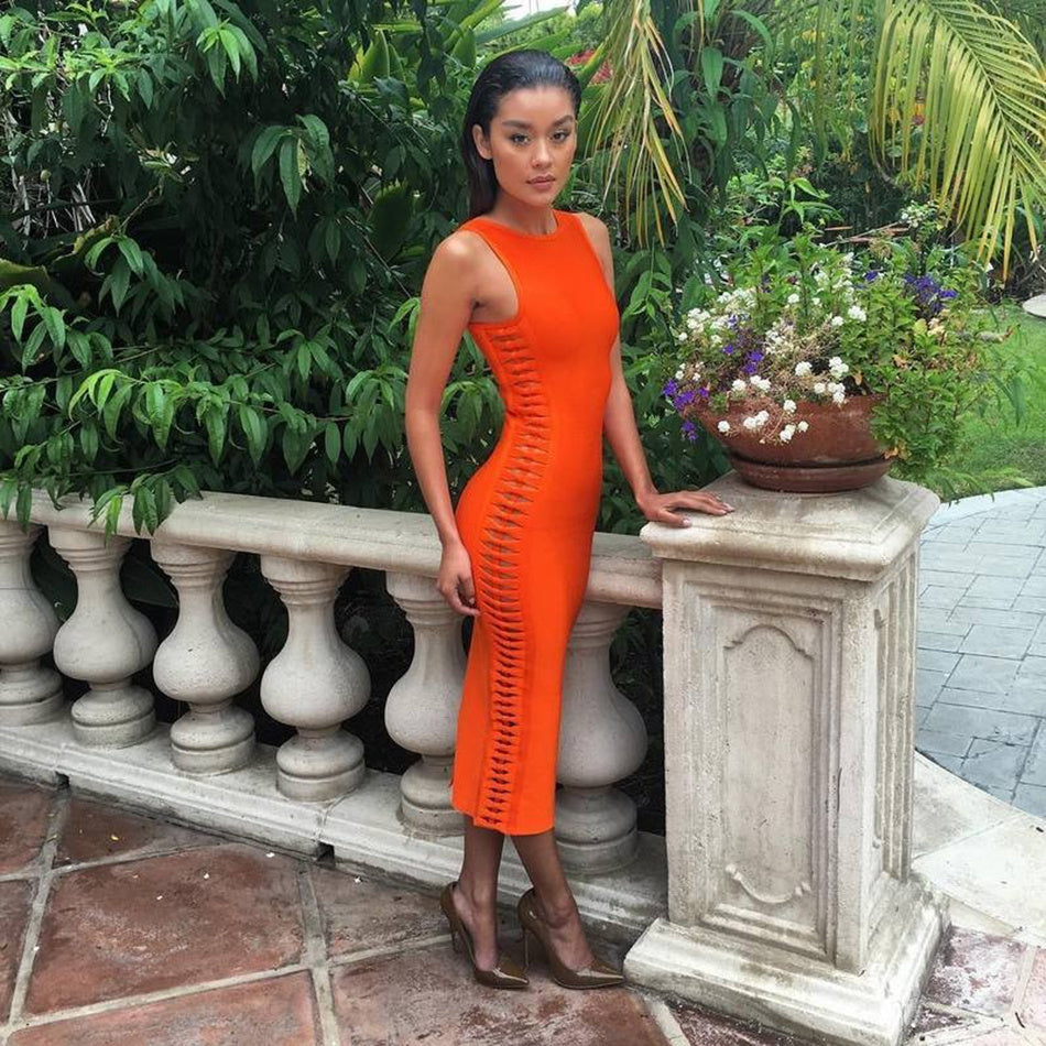 Long High-Neck Bodycon Sleeveless Dress