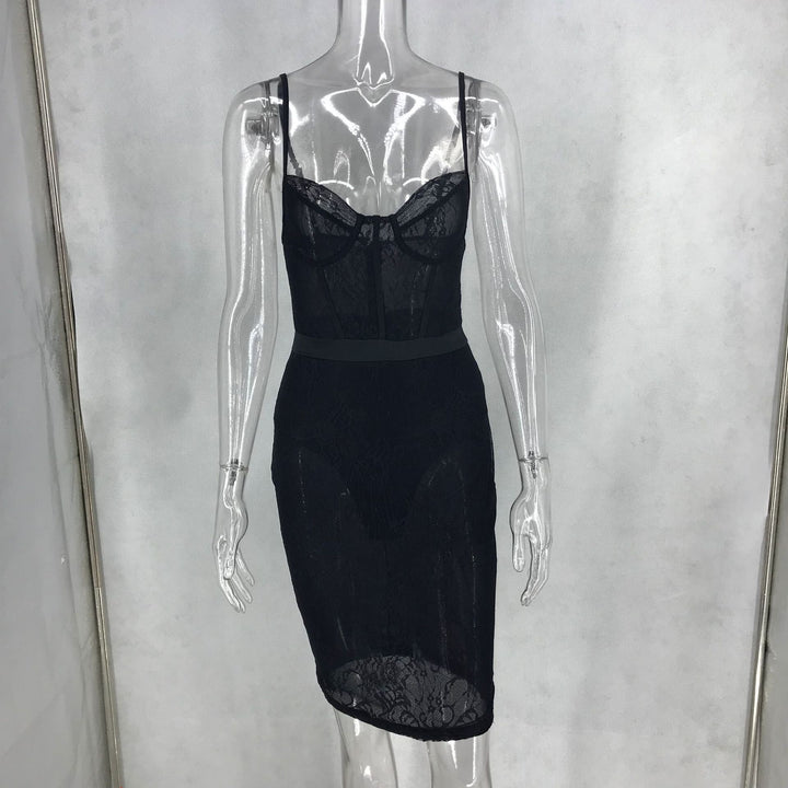 Sexy Slightly-see-through Evening Sling dress