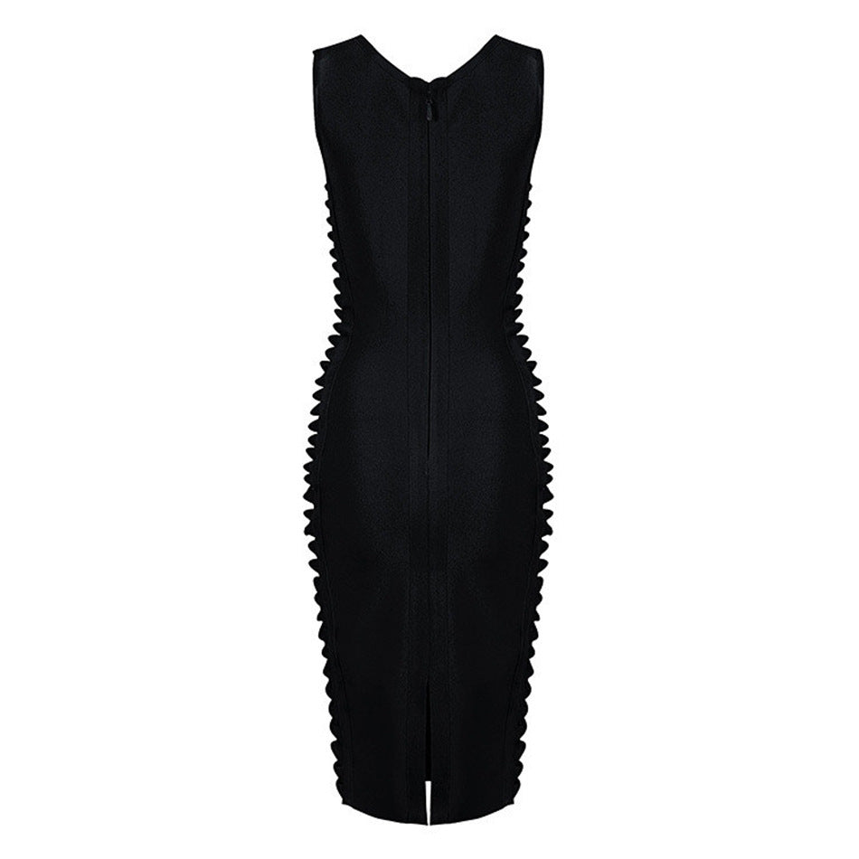 Long High-Neck Bodycon Sleeveless Dress