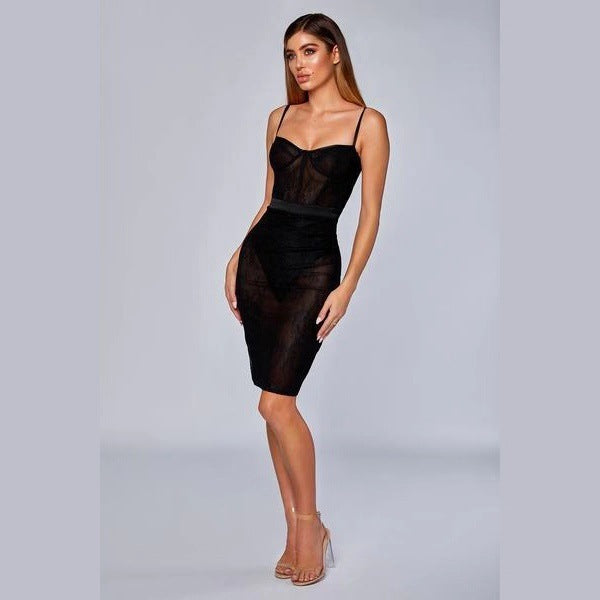 Sexy Slightly-see-through Evening Sling dress