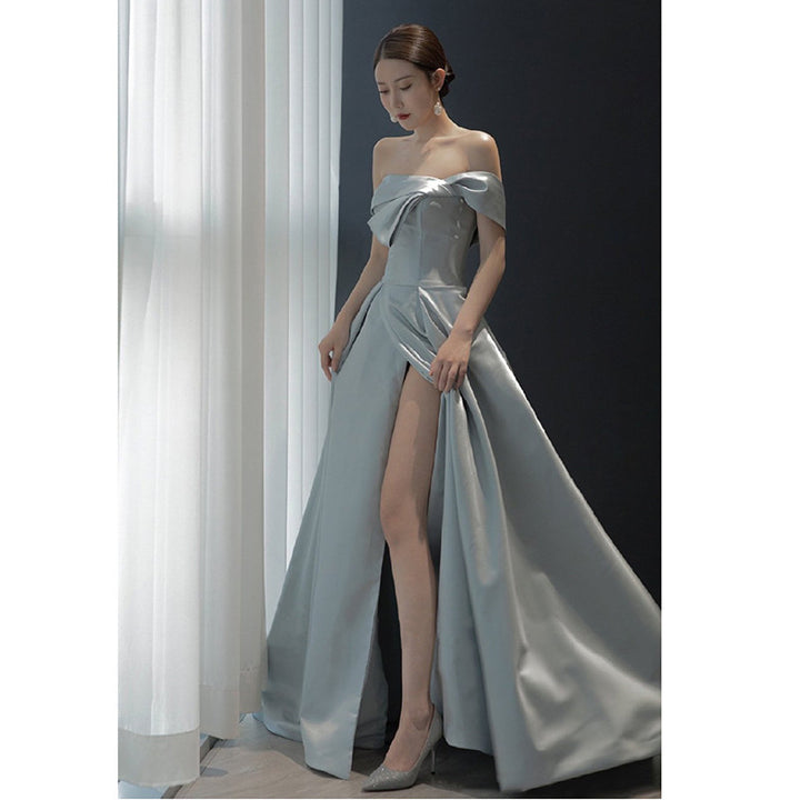Long Elegant Evening High-Slit Host Banquet Dress