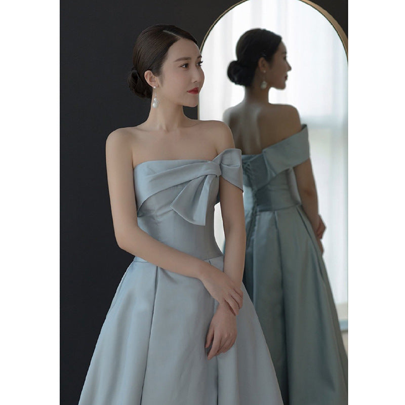 Long Elegant Evening High-Slit Host Banquet Dress